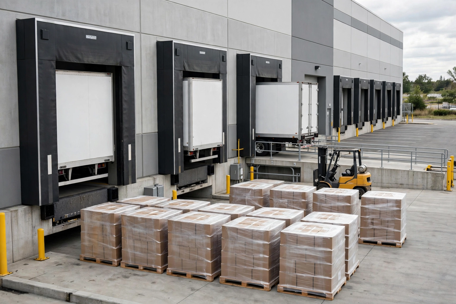 Trucks at a loading dock — illustrative image