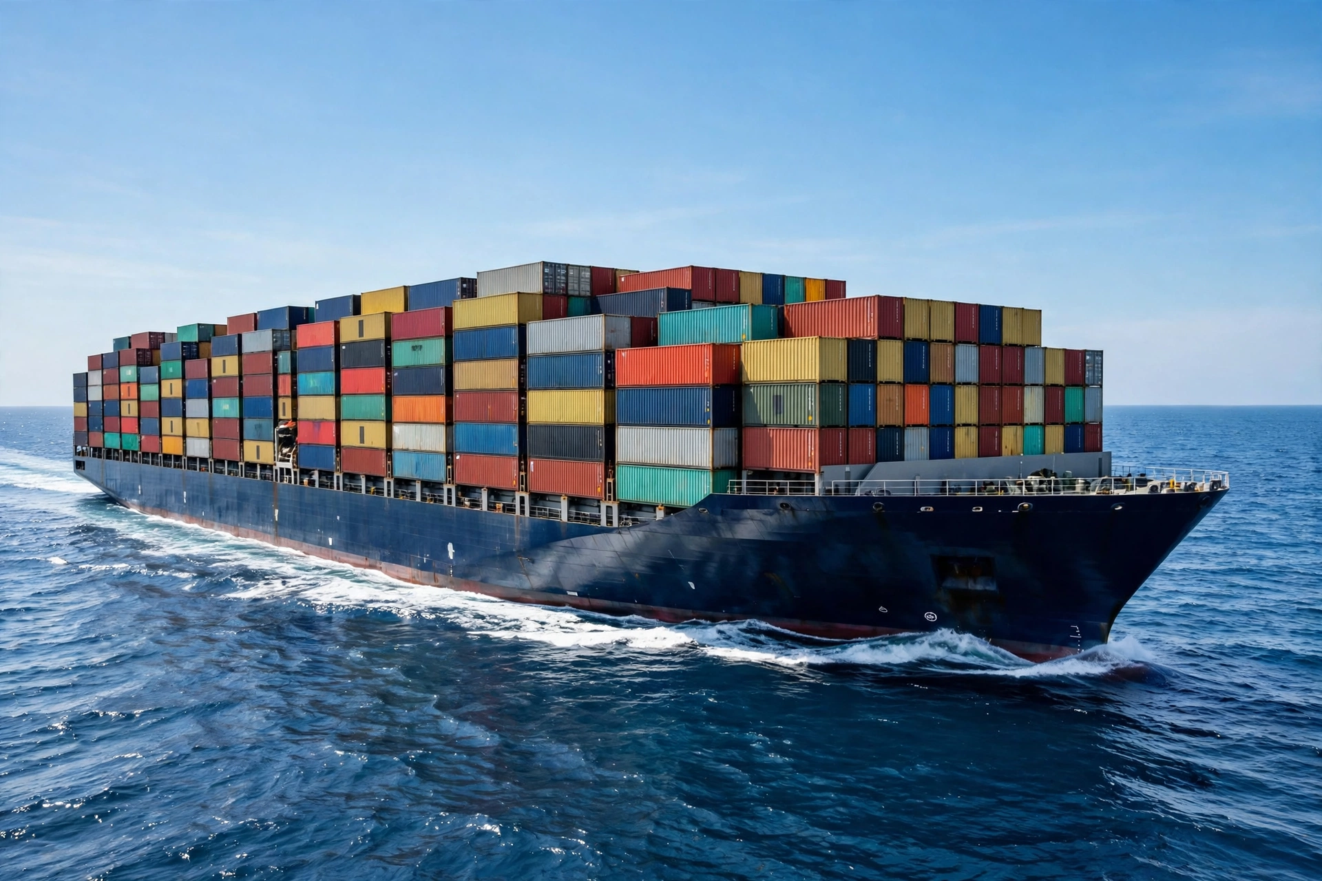 Container ship at sea — illustrative image